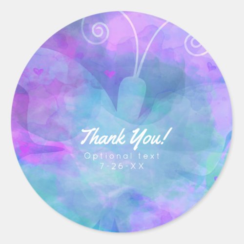 Pastel Watercolor Butterfly Party Custom Favor Classic Round Sticker