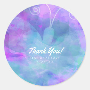 Pastel Watercolor Butterfly Party Custom Favor Classic Round Sticker
