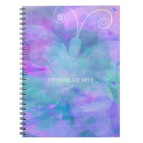 Pastel Watercolor Butterfly Personalized Custom Notebook