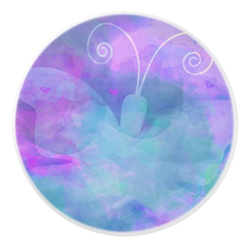 Pastel Watercolor Butterfly Spring Colorful Room Ceramic Knob