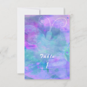 Pastel Watercolor Butterfly Table Number Card