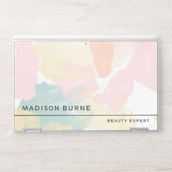 Pastel Watercolor Camouflage Add Your Name Hp Laptop Skin by birchandoak at Zazzle