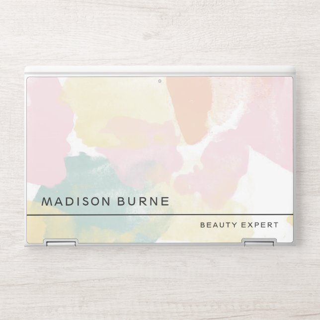 Pastel Watercolor Camouflage Add Your Name HP Laptop Skin (Front)
