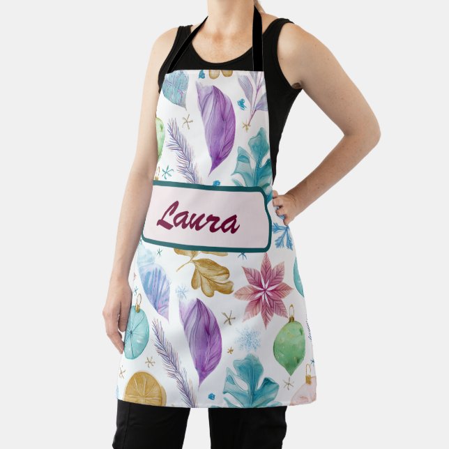 Pastel Watercolor Christmas Apron – Personalized (Insitu)