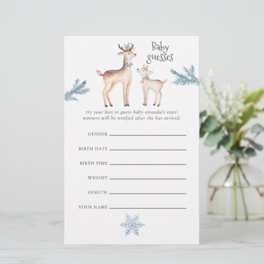 Pastel Watercolor Christmas Baby Shower Guesses (Standing Front)