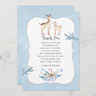 Pastel Watercolor Christmas Baby Shower Thank You Invitation