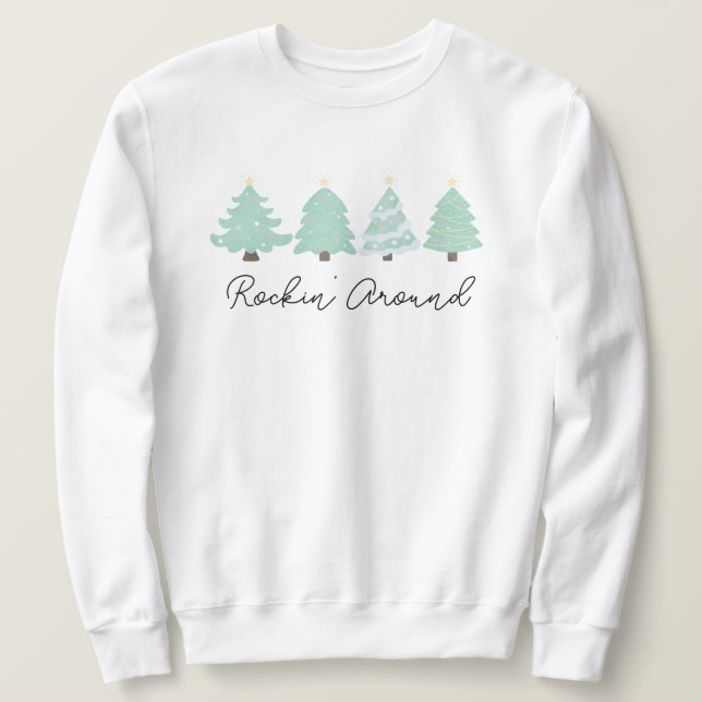 Pastel Watercolor Christmas Tree Unisex Sweatshirt (Design Front)