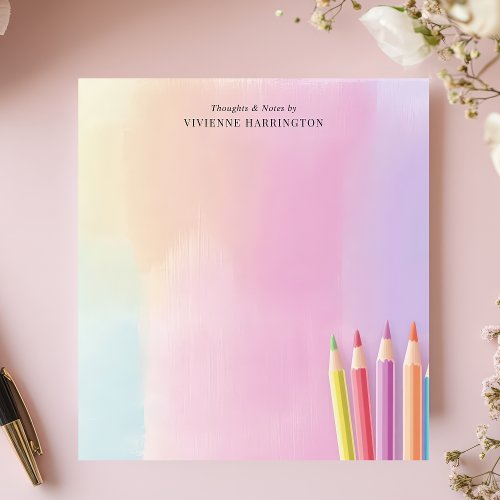 Shop 11 Pastel Watercolor Colored Pencils Personalized Notepad