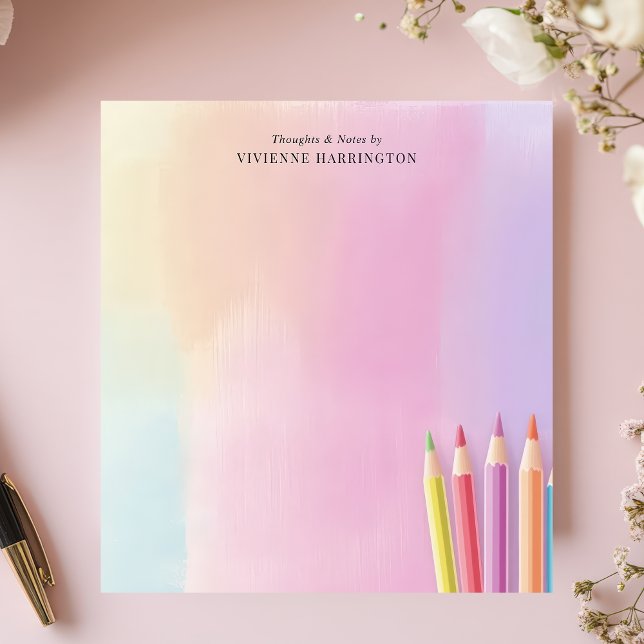 Pastel Watercolor Colored Pencils Personalized Notepad (Creator Uploaded)