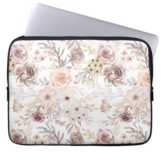 Pastel Watercolor Colorful Roses Laptop Sleeve (Front)