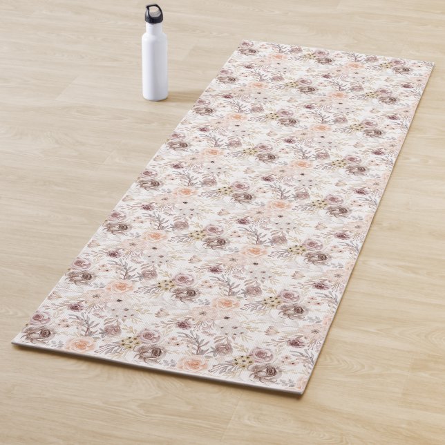 Pastel Watercolor Colorful Roses Yoga Mat (In Situ)