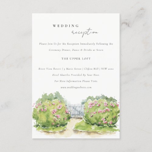 Pastel Watercolor Cottage Garden Wedding Reception Enclosure Card