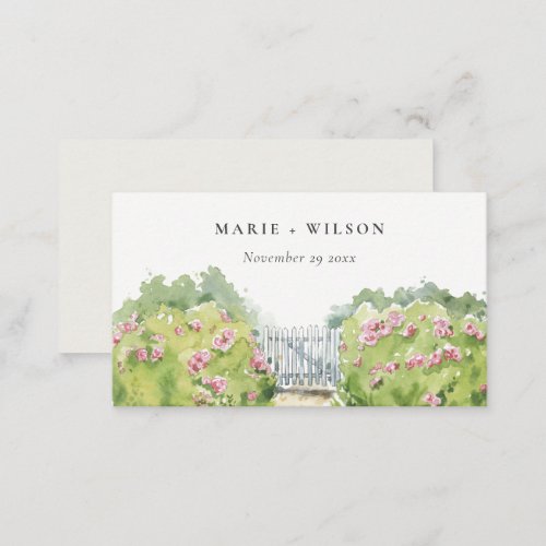 Pastel Watercolor Cottage Garden Wedding Website Enclosure Card