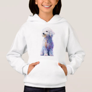 Pastel Watercolor Curly Poodle Illustration Kids Hoodie