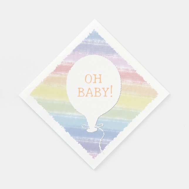 Pastel Watercolor Custom Text Baby Shower Oh Baby Napkins (Corner)