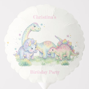 Pastel Watercolor Dinosaur Birthday Party Balloon
