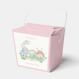 Pastel Watercolor Dinosaur Birthday Party Favor Boxes