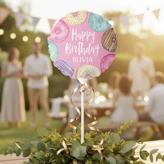 Pastel Watercolor Donut Personalized Birthday Balloon (Creator Uploaded)