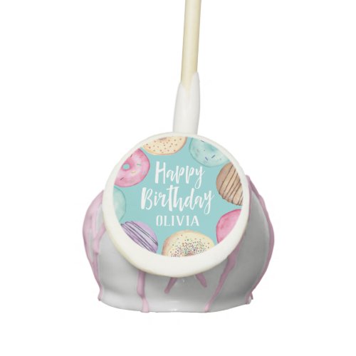 Pastel Watercolor Donut Personalized Birthday Cake Pops