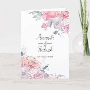 Pastel Watercolor Doodle Floral Wedding Wedding Program
