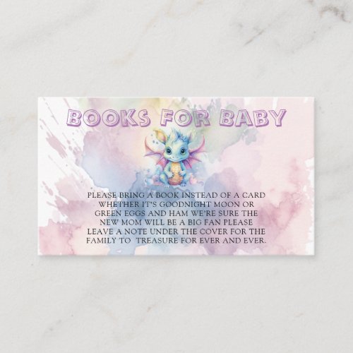 Pastel Watercolor Dragon Girl Books For Baby Enclosure Card