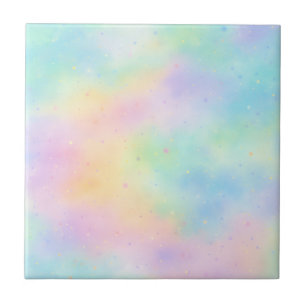 Pastel Watercolor Dream – Soft Rainbow Gradient Ceramic Tile