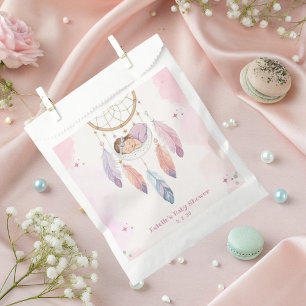 Pastel watercolor dreamcatcher baby shower favor bag