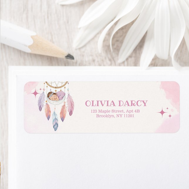 Pastel Watercolor Dreamcatcher Baby Shower  Label (Creator Uploaded)