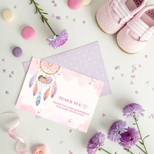 Pastel Watercolor Dreamcatcher Baby Shower Thank You Card