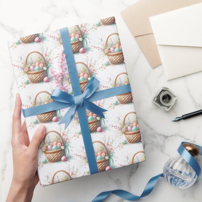 Pastel Watercolor Easter Basket Wrapping Paper (Gifting)