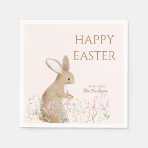 Pastel Watercolor Easter Bunny Egg Hunt Brunch Napkins