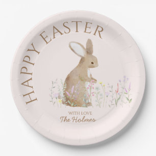 Pastel Watercolor Easter Bunny Egg Hunt Brunch Paper Plates