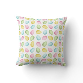 Pastel Watercolor Easter Eggs Pattern Throw Pillow