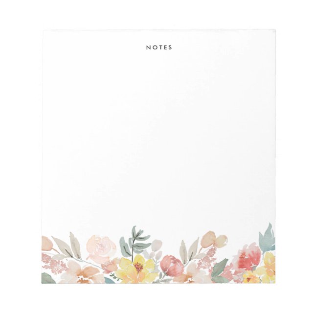Pastel Watercolor Fall Floral Garland Personalized Notepad (Front)