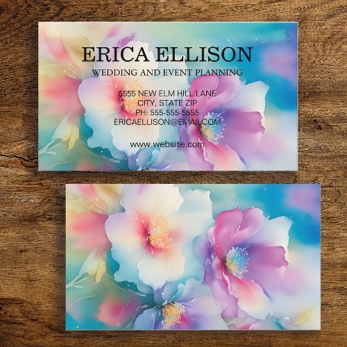 Pastel Watercolor Feminine Floral Professional Business Card