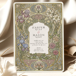 Pastel Watercolor Floral Arch Wedding Invitation