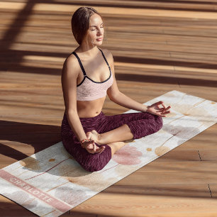 Pastel Watercolor Floral Blooms Personalized Name Yoga Mat