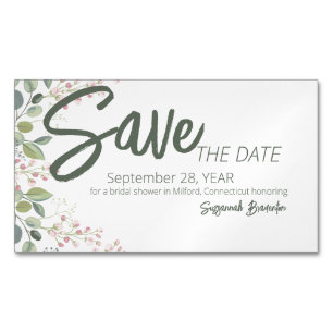 Pastel Watercolor Floral Border Bridal Shower Business Card Magnet