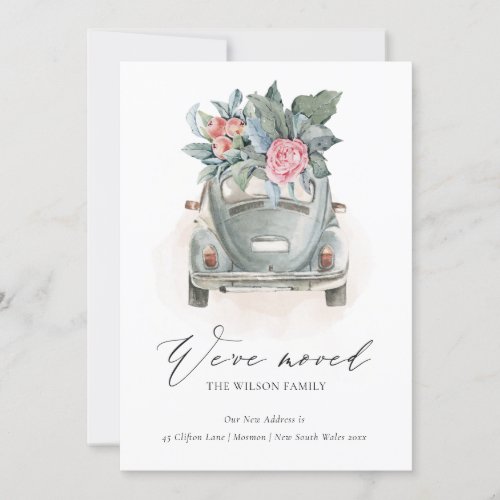 Pastel Watercolor Floral Car We have Moved Card