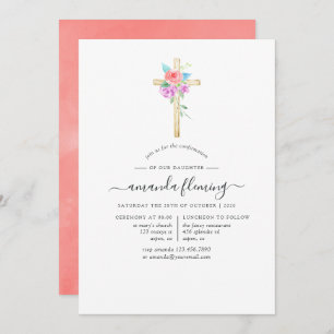 Pastel Watercolor Floral Confirmation Invitation