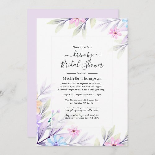 Pastel Watercolor Floral Drive By Shower Invitation