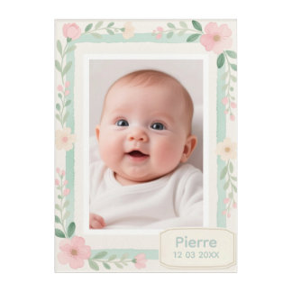 Pastel Watercolor Floral Empty Photo Frame Acrylic Print