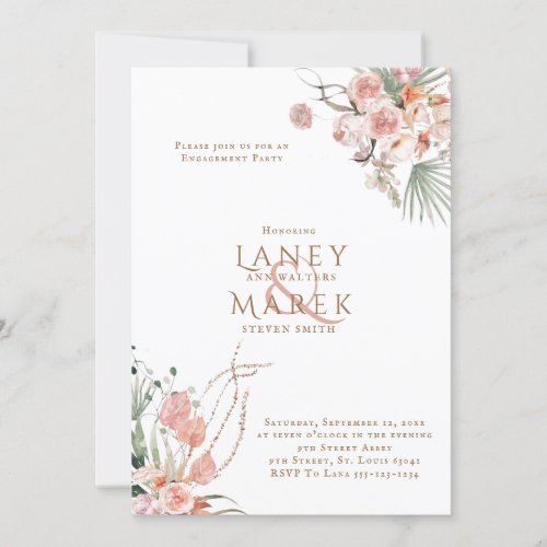 Pastel Watercolor Floral Engagement Party Invitation