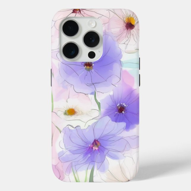 Pastel Watercolor Floral iPhone Case (Back)