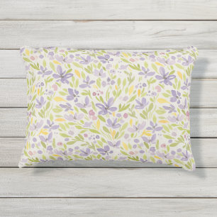Pastel Watercolor Floral Patio Decor Outdoor Pillow