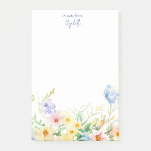 Pastel watercolor floral personalized post-it notes