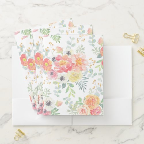 Pastel Watercolor Floral Pocket Folder