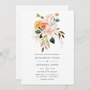 Pastel Watercolor Floral Spring Wedding Invitation