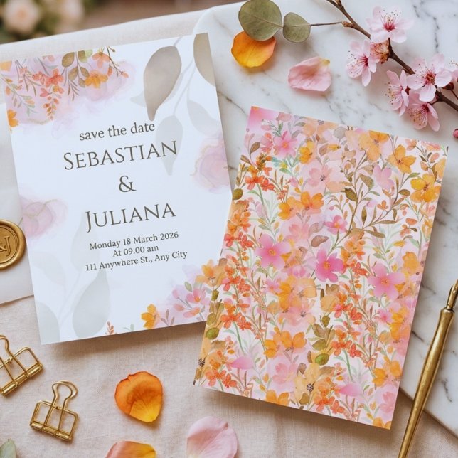  Pastel Watercolor Floral Wedding Invitation (Creator Uploaded)