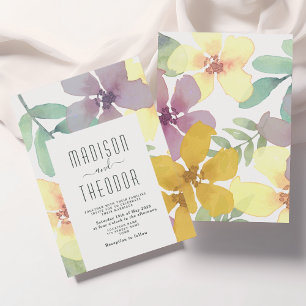 Pastel Watercolor Floral Wedding Invitation